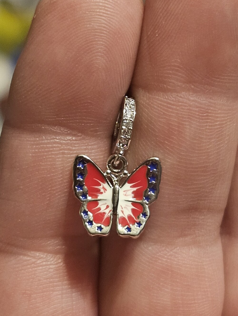 Sterling Silver 925 Happy Memorial Day Butterfly Charm Pendant